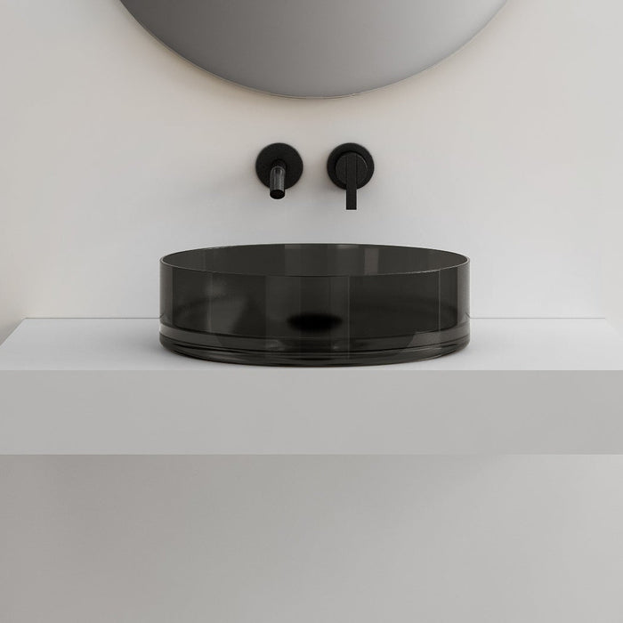 Vetra 360mm Black Translucent Resin Stone Round Above Counter Basin