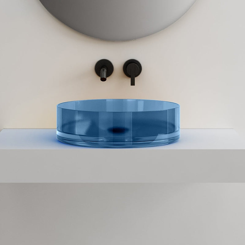 Vetra 360mm Slate Blue Translucent Resin Stone Round Above Counter Basin