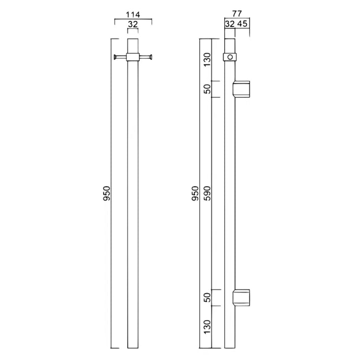 Mica Brushed Nickel Vertical Heated Towel Rail