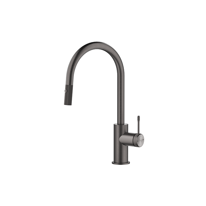 Mica Gun Metal Fluted Pull-Out Sink Mixer - Acqua Bathrooms