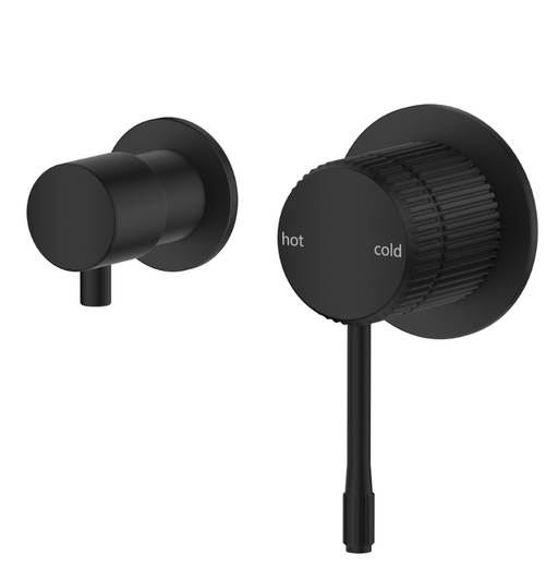 Mica Matte Black Fluted Shower Mixer Diverter - Sideways - Acqua Bathrooms