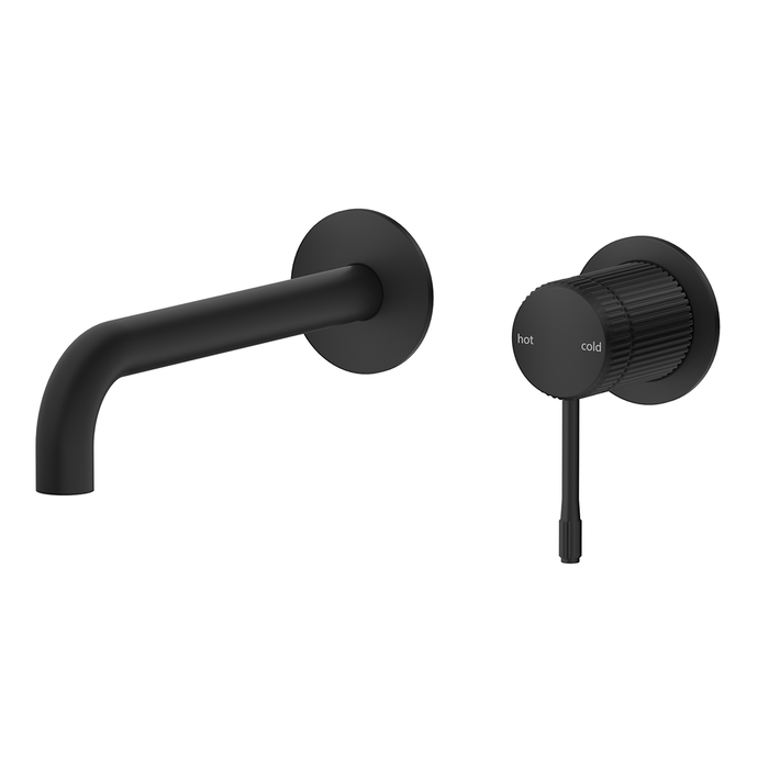 Mica Fluted Matte Black Wall-Spout Combo