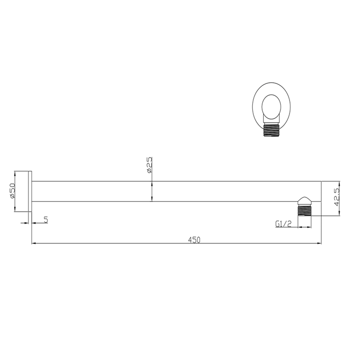 Mica LVB Living Brass Wall Shower Arm - 450mm - Straight
