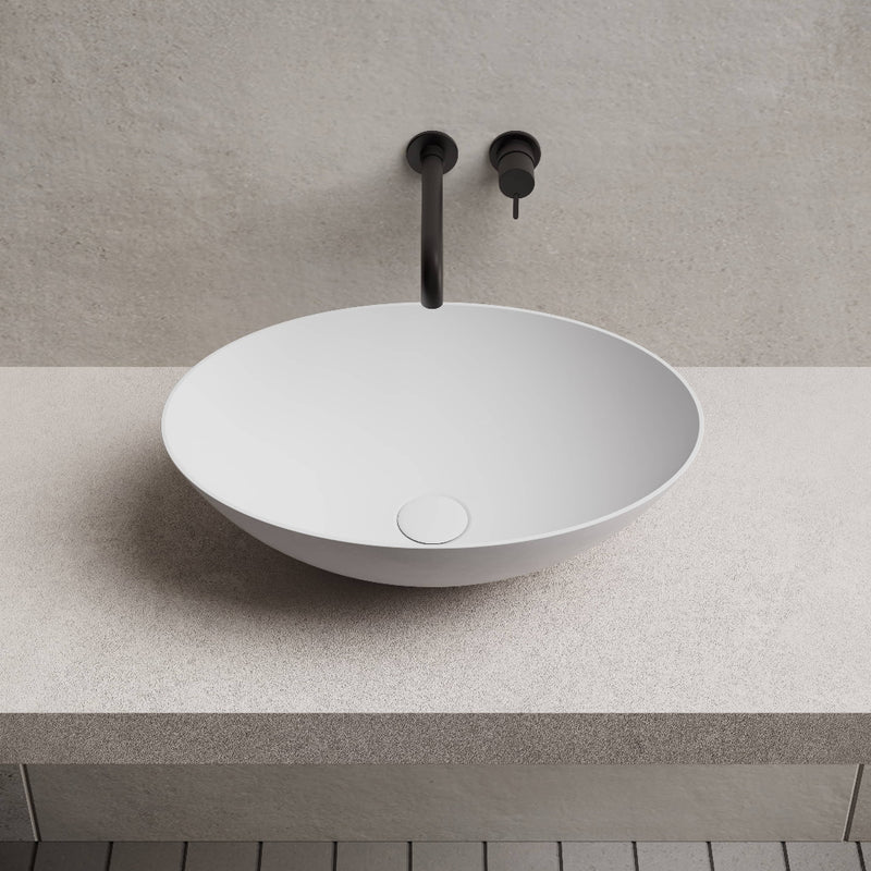 Zara 500mm Solid Surface Stone Oval Above Counter Basin