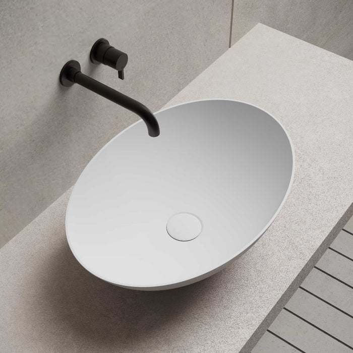 Zara 500mm Solid Surface Stone Oval Above Counter Basin