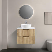 Kelsa 600 Fluted White Oak Wall Hung Vanity - Acqua Bathrooms