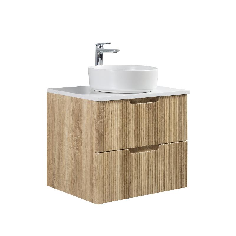 Kelsa 600 Fluted White Oak Wall Hung Vanity - Acqua Bathrooms