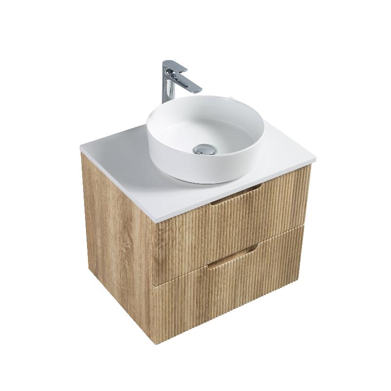 Kelsa 600 Fluted White Oak Wall Hung Vanity - Acqua Bathrooms