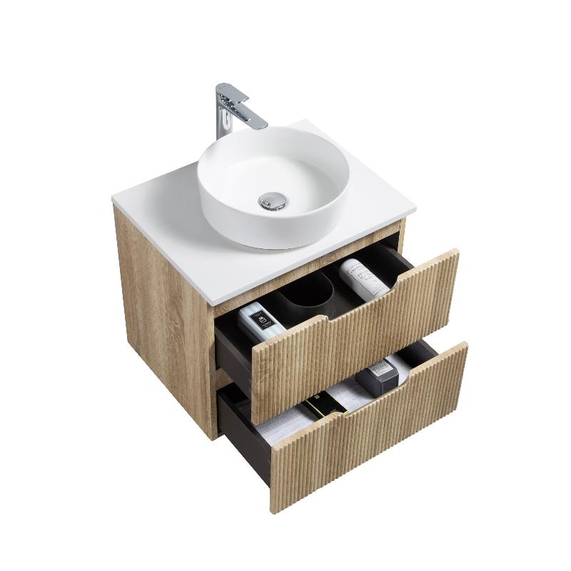 Kelsa 600 Fluted White Oak Wall Hung Vanity - Acqua Bathrooms