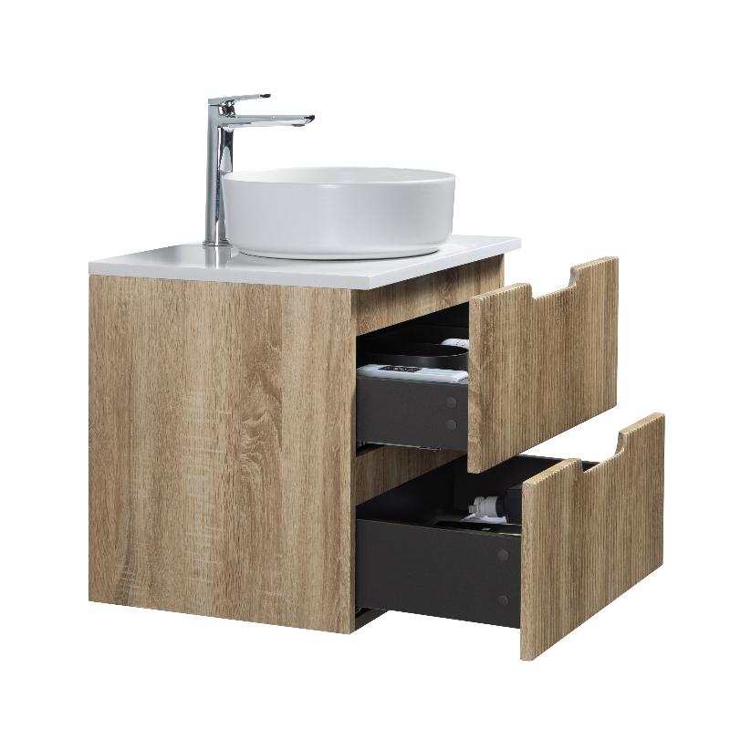 Kelsa 600 Fluted White Oak Wall Hung Vanity - Acqua Bathrooms