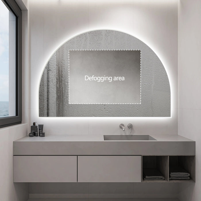 Arched Touchless 1200 x 800 Matte White LED Mirror - Three Light Temperatures - Acqua Bathrooms