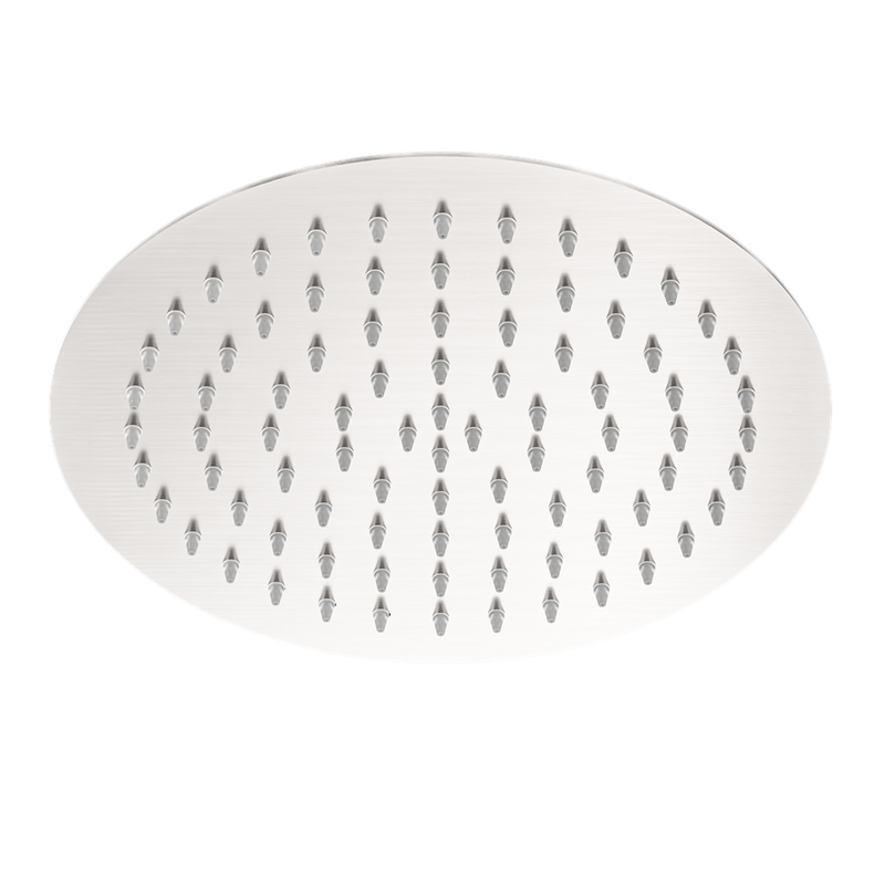 Classic Brushed Nickel 250mm Slim Round Shower Head - Acqua Bathrooms