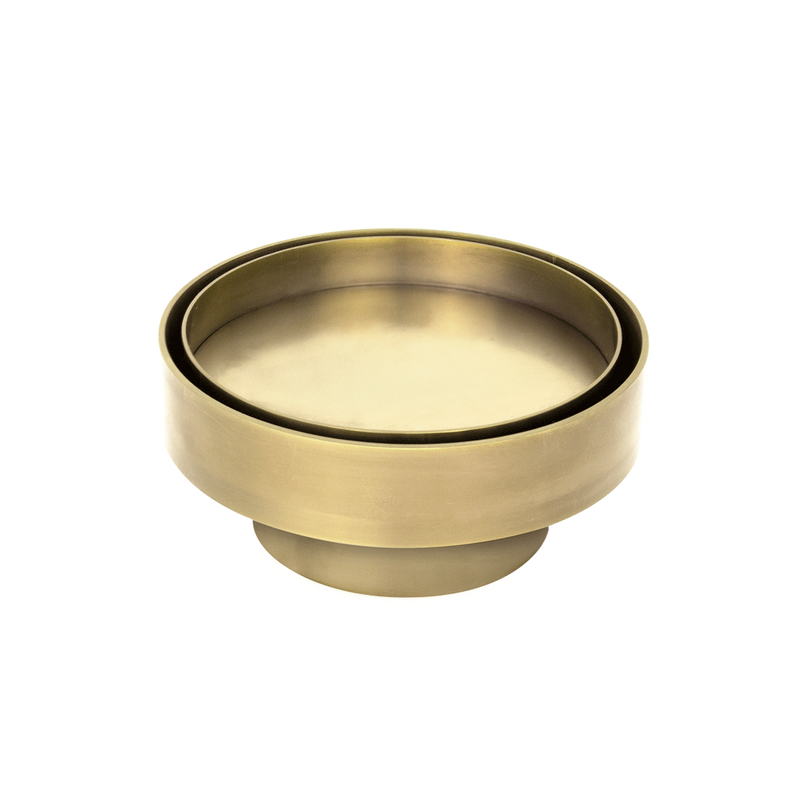 100mm Round Brushed Gold / Brass Tile Insert Floor Waste - Acqua Bathrooms
