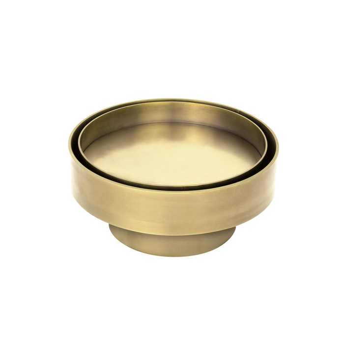 100mm Round Brushed Gold / Brass Tile Insert Floor Waste — Acqua Bathrooms