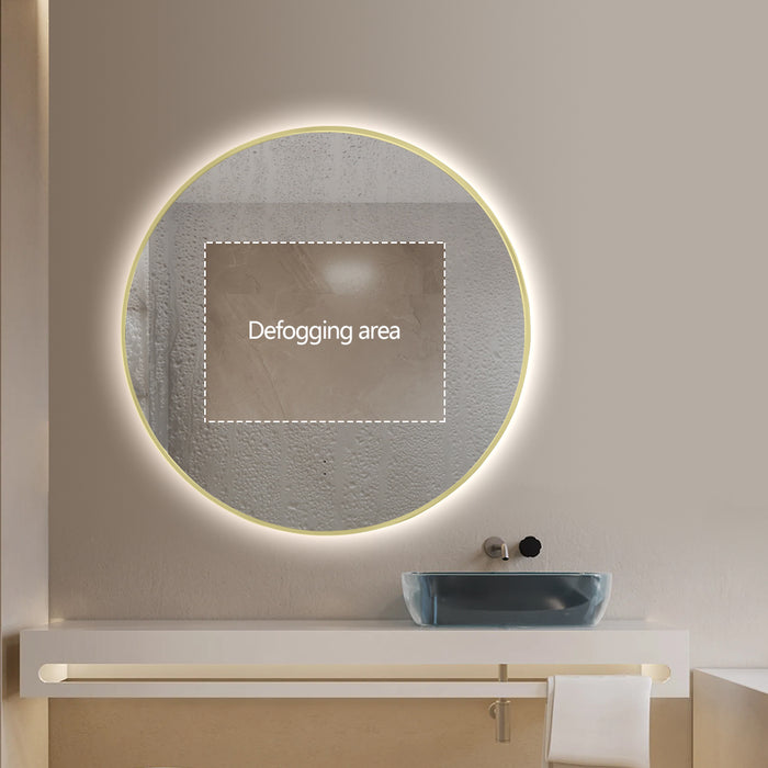 Round Touchless Back-Lit Brushed Gold 600mm LED Mirror - Three Light Temperatures