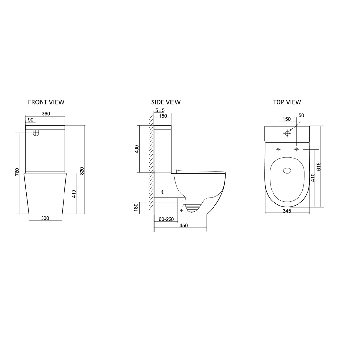 Deluso Short Projection Rimless Back to Wall Faced Toilet Suite - Acqua Bathrooms