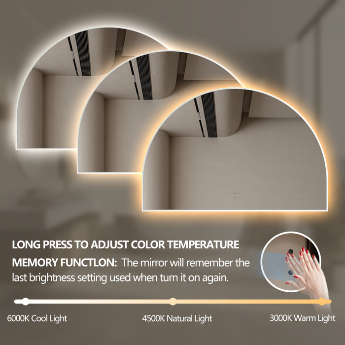 Arched Touchless 1200 x 800 Matte White LED Mirror - Three Light Temperatures - Acqua Bathrooms