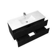 Kelsa 1200 Fluted Matte Black Wall Hung Vanity - Acqua Bathrooms