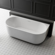 Elara 1500mm Matte White Back to Wall Designer Round Freestanding Bath - Acqua Bathrooms