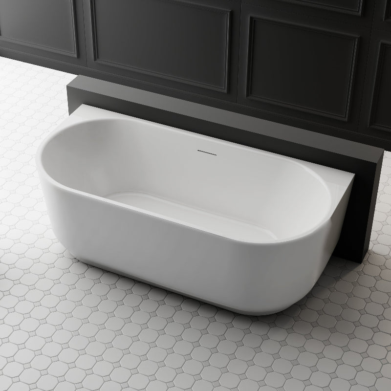Elara 1500mm Matte White Back to Wall Designer Round Freestanding Bath - Acqua Bathrooms