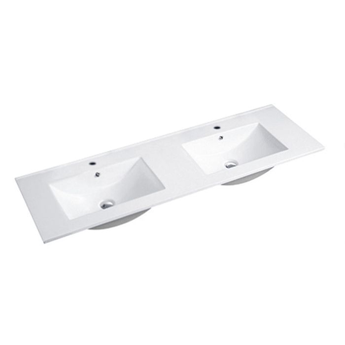 1200mm Double Bowl Slimline Standard Ceramic Top with Overflow - Acqua Bathrooms