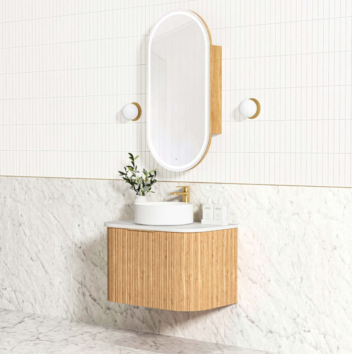 Otti | Bondi 750 Curved Wooland Oak Fluted Wall Hung Vanity - Acqua Bathrooms