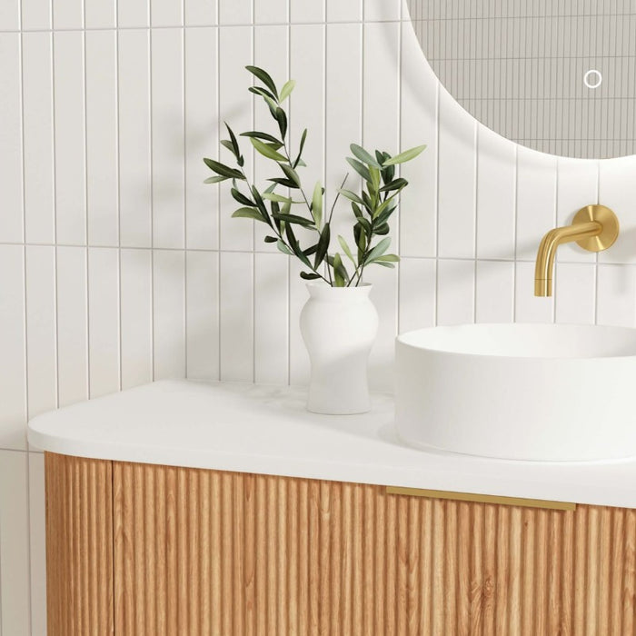 Otti | Bondi 1200 Curved Woodland Oak Fluted Wall Hung Vanity - Acqua Bathrooms