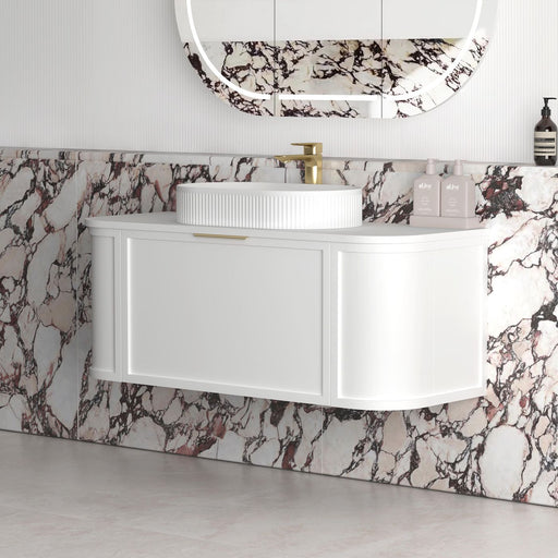 Hampshire 1200mm Curved Matte White Wall Hung Vanity - Acqua Bathrooms