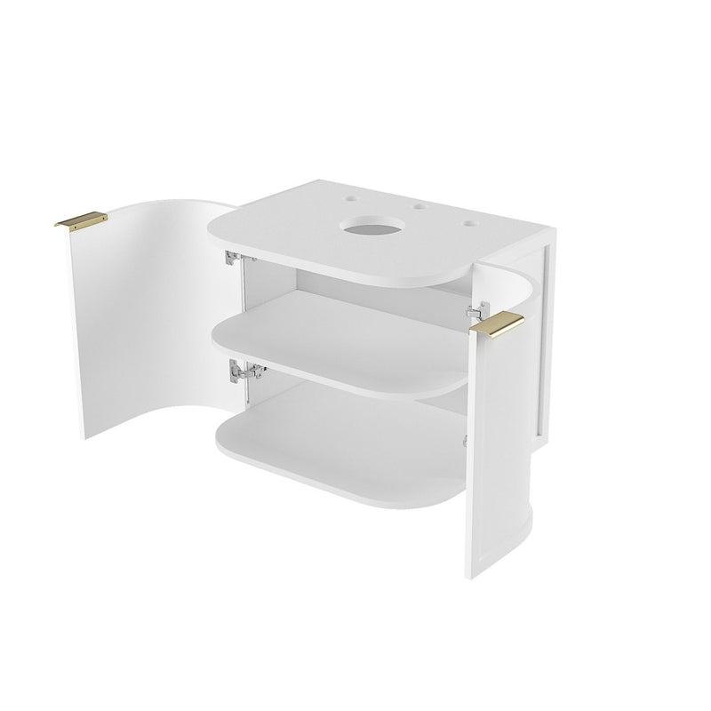Hampshire 600mm Curved Matte White Wall Hung Vanity - Acqua Bathrooms