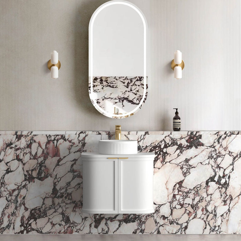 Hampshire 600mm Curved Matte White Wall Hung Vanity - Acqua Bathrooms