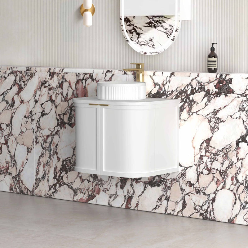 Hampshire 600mm Curved Matte White Wall Hung Vanity - Acqua Bathrooms
