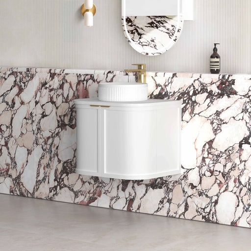 Hampshire 600mm Curved Matte White Wall Hung Vanity - Acqua Bathrooms