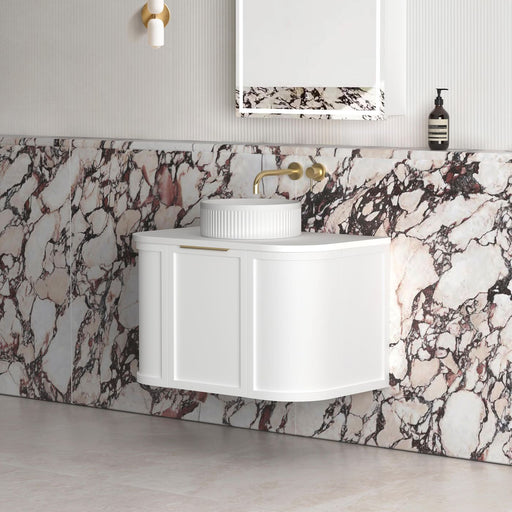 Hampshire 750mm Curved Matte White Wall Hung Vanity - Acqua Bathrooms