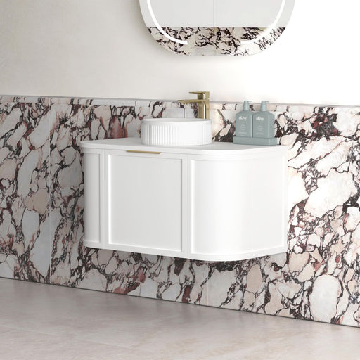 Hampshire 900mm Curved Matte White Wall Hung Vanity - Acqua Bathrooms