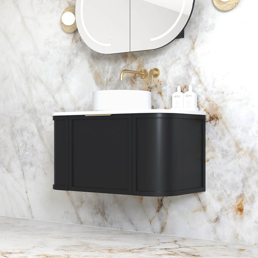 Hampshire 900mm Curved Matte Black Wall Hung Vanity - Acqua Bathrooms