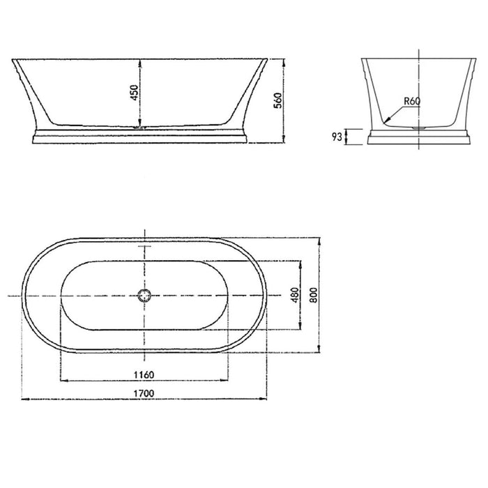 1700mm Hampton Round Freestanding Bath - Acqua Bathrooms