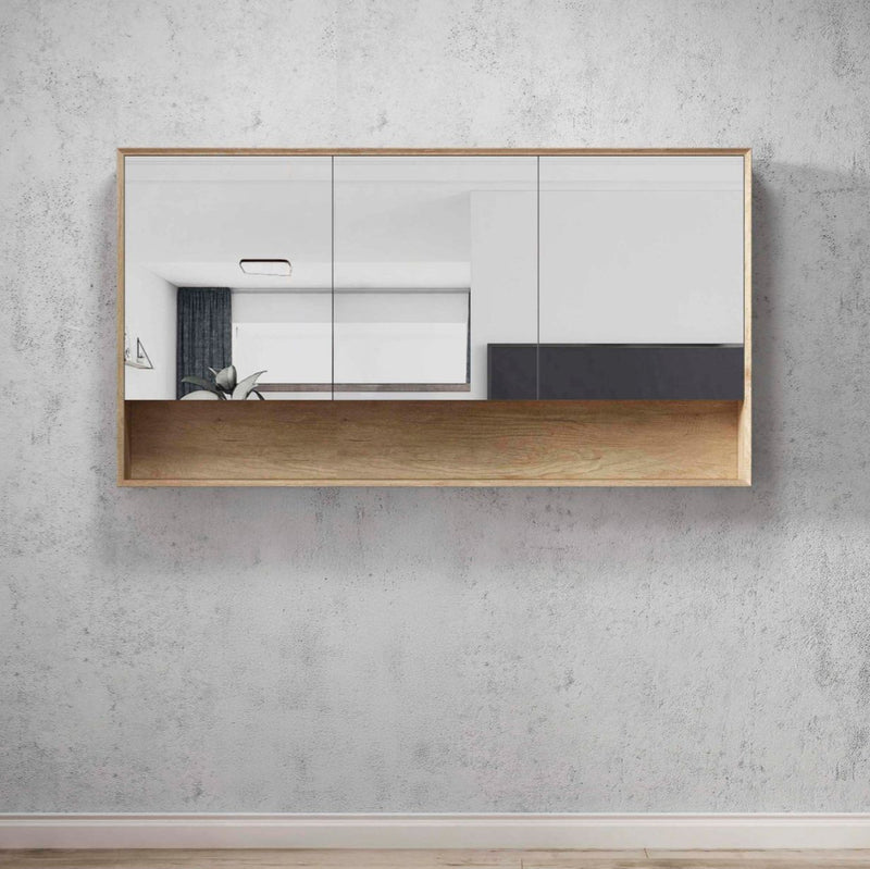 Byron 1500 Natural Oak Shaving Cabinet - Acqua Bathrooms