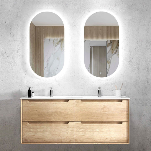 Byron 1200 Double Natural Oak Wall Hung Vanity - Acqua Bathrooms