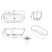 Fiora 1750mm Stone Matte White Freestanding Bath Tub - Acqua Bathrooms