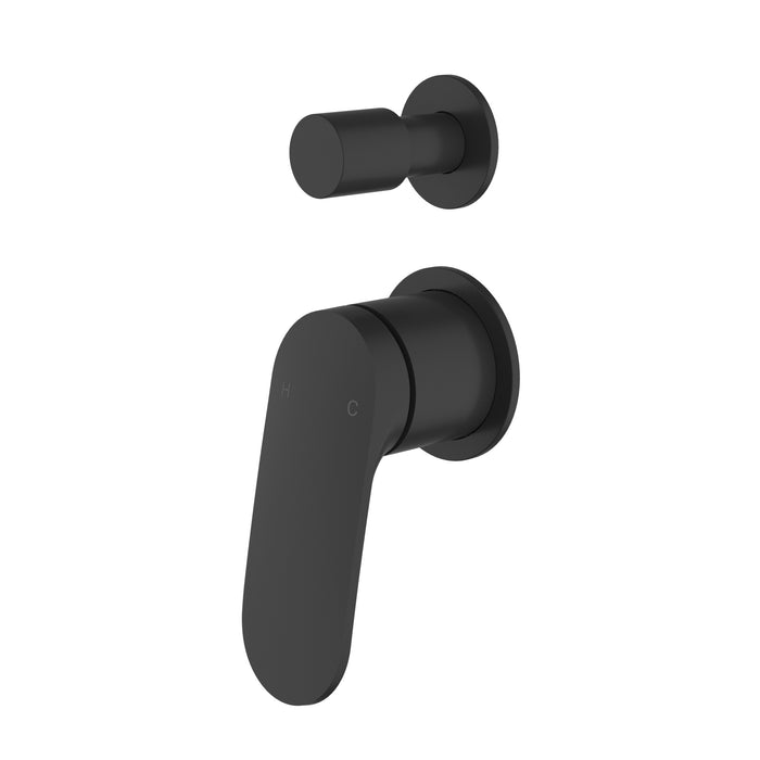 Sulu II Matt Black Wall Diverter Mixer Trim Kit With Separate Cover Plate – HYB168-502TK-MB