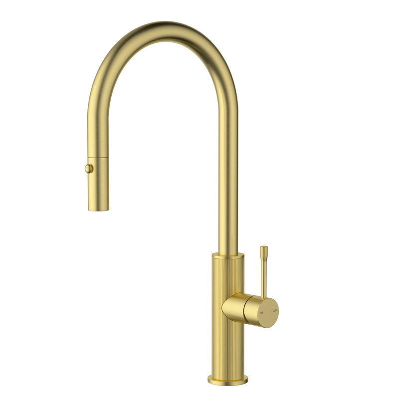 Linie Fluted Brushed Gold Pull-Out Sink Mixer – HYB585-103BG