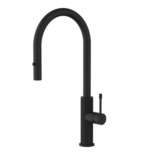 Linie Fluted Matt Black Pull-Out Sink Mixer – HYB585-103MB