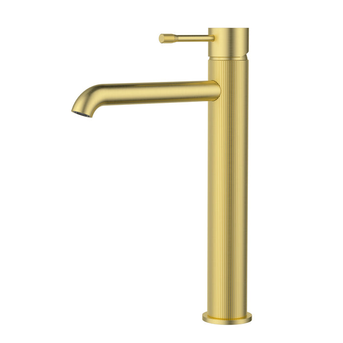 Linie Fluted Brushed Gold High Rise Basin Mixer – HYB585-202BG