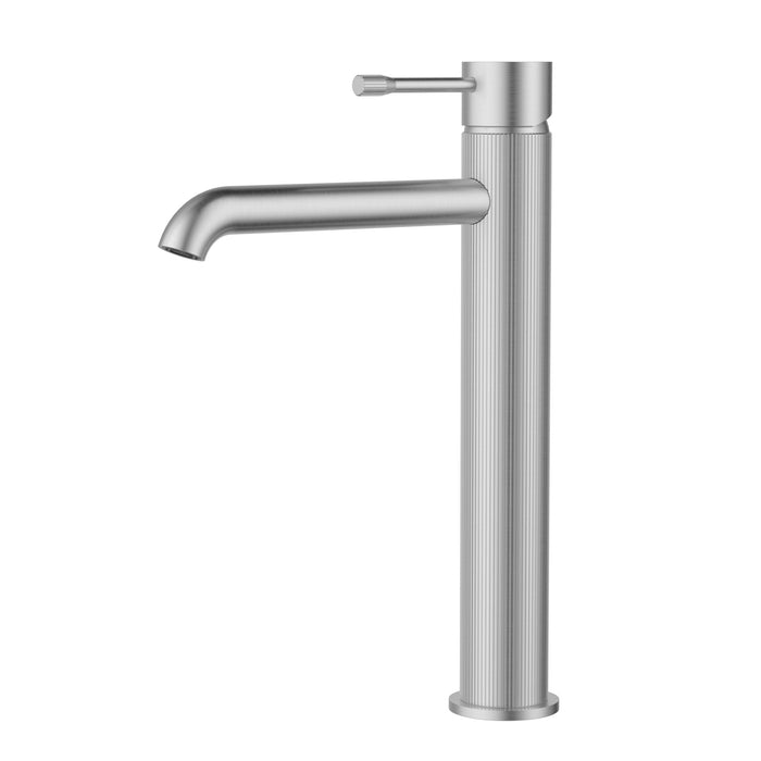 Linie Fluted Brushed Nickel High Rise Basin Mixer – HYB585-202BN