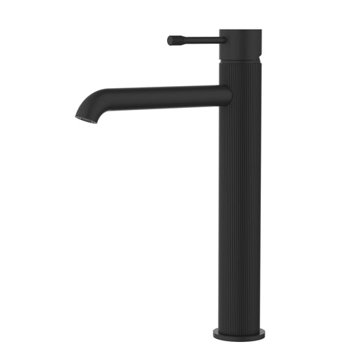 Linie Fluted Matt Black High Rise Basin Mixer – HYB585-202MB