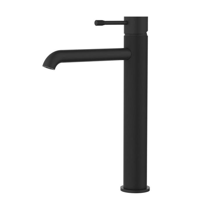Linie Fluted Matt Black High Rise Basin Mixer – HYB585-202MB