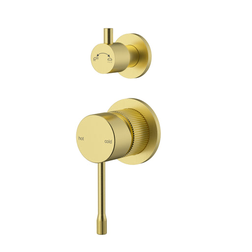 Linie Fluted Brushed Gold Wall Diverter Mixer Trim Kit With Separate Cover Plate – HYB585-502TK-BG