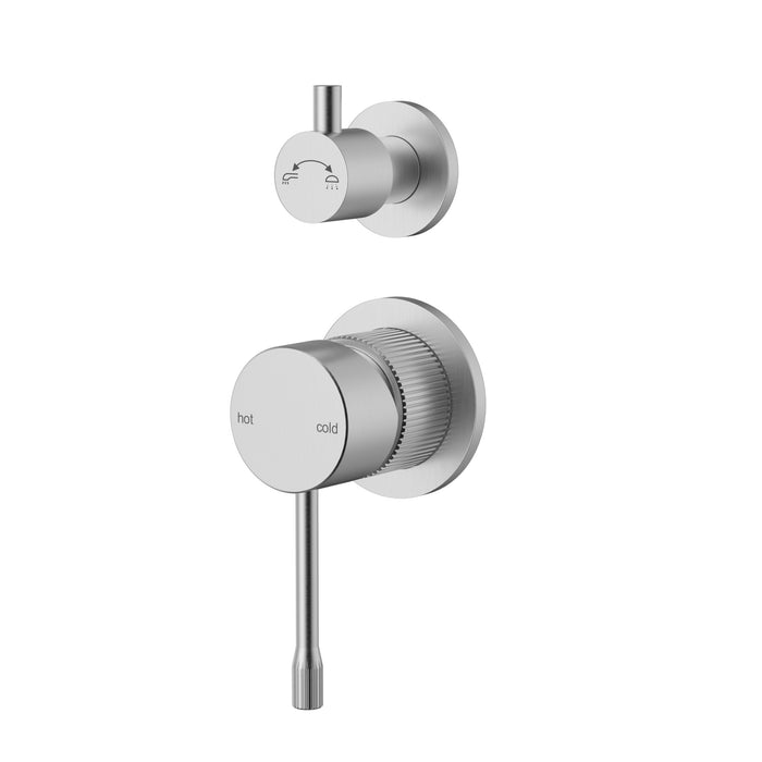 Linie Fluted Brushed Nickel Wall Diverter Mixer Trim Kit With Separate Cover Plate – HYB585-502TK-BN