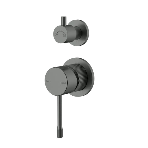Linie Fluted Gun Metal Wall Diverter Mixer Trim Kit With Separate Cover Plate – HYB585-502TK-GM