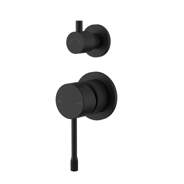 Linie Fluted Matt Black Wall Diverter Mixer Trim Kit With Separate Cover Plate – HYB585-502TK-MB